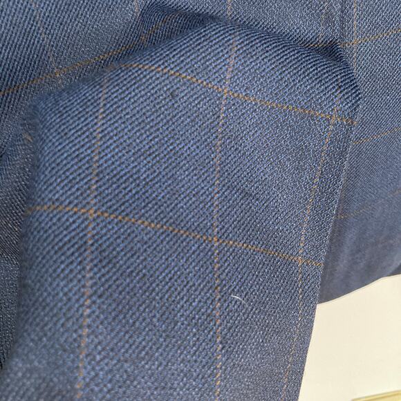 Karl Lagerfeld Mens 42R Blue Windowpane 100% Wool Blazer Suit Jacket Career - Picture 14 of 15